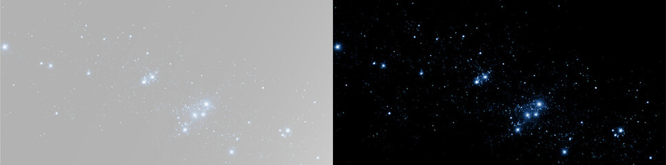 Blue celestial star cluster with glowing particles, sparkling stardust and luminous galaxy lights © Alehandro