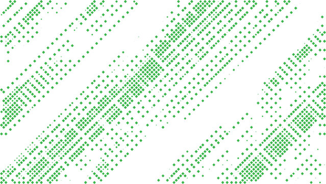 Abstract green diagonal pixel matrix background, geometric digital square pattern, modern vector illustration