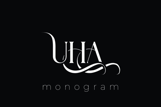 UHA Elegant Monogram Logo Design With Decorative Lettering