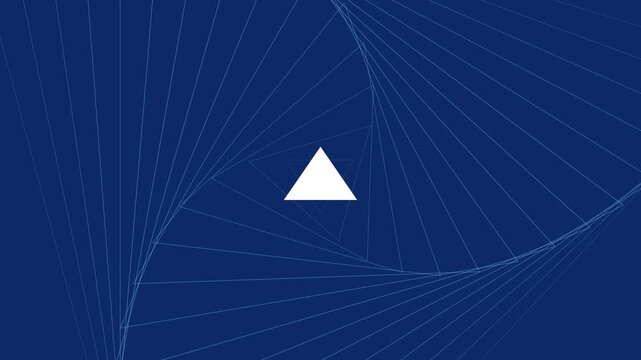 Abstract rotating triangle tunnel animation: blue geometric motion background, with hypnotic concentric, shapes for modern, digital 4k
