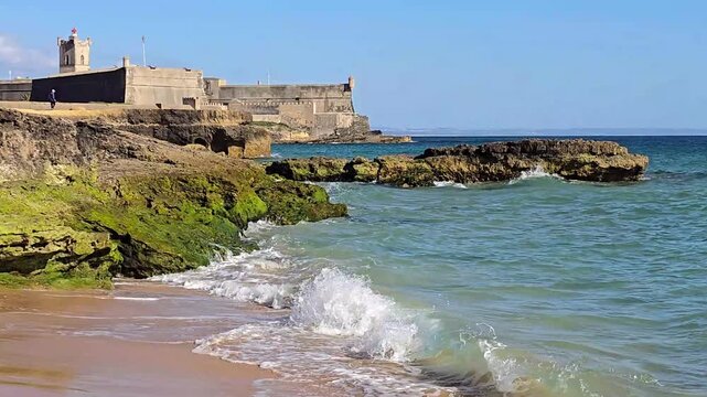 View of the Carcavelos beach in a sunny day, Cascais, Portugal