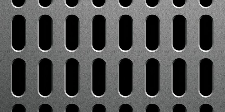 Metal ventilation grille with circular perforation pattern