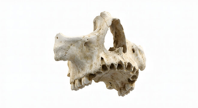 Highly Detailed Ancient Human Maxilla Fragment: Scientific 3D Render Isolated on White Background