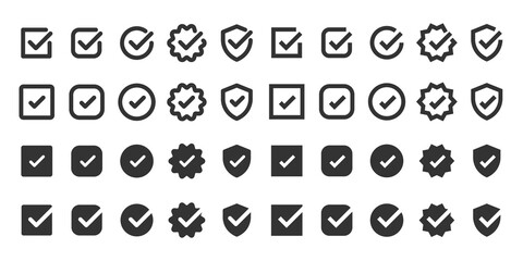 Obraz premium PNG Variety of checkmark icons collection on transparent background