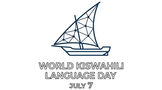 Geometric Dhow Boat Illustration With Text On White Background