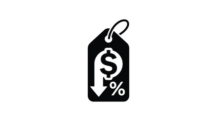 Obraz premium Price Tag With Dollar Sign And Percent Symbol Silhouette