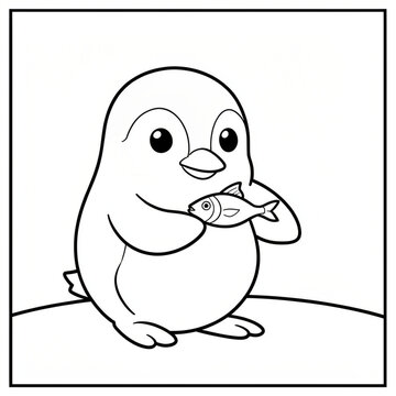 Little Penguin with a Fish