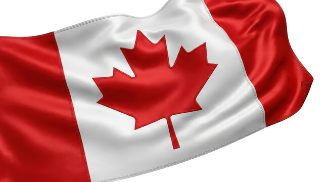Canadian flag fluttering in red fabric wind isolated on a transparent background Canada