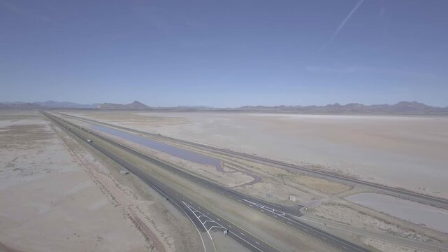 Drone Tracking Shot Over Interstate 10 Bridge in New Mexico