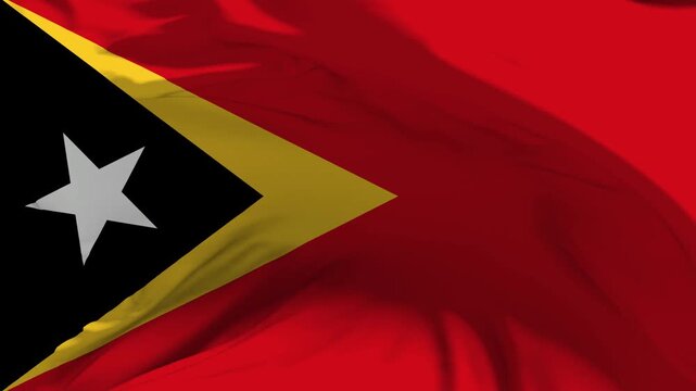 Timor Leste Flag Waving in Slow Motion Loop Animation