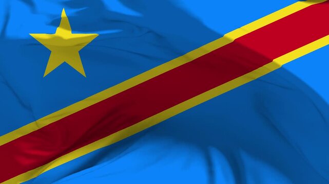 Democratic Republic of Congo Flag Waving in Slow Motion Loop Animation