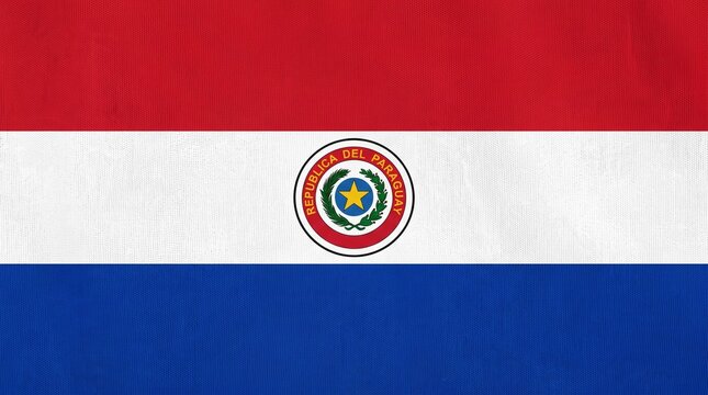 Paraguay flag with red, white, and blue stripes and central coat of arms, symbolizing national identity, pride, and unique dual‑sided design heritage.