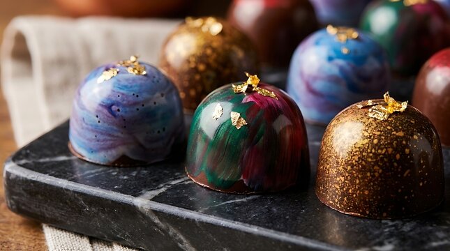 Luxury Handcrafted Chocolate Bonbons with Edible Gold Leaf