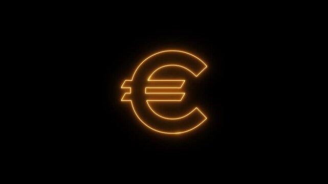 Neon euro symbol on black