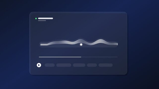 Audio recording interface with white waveform and play button