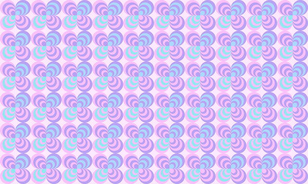 Whimsical seamless nursery wallpaper with cute retro flowers, pastel lavender and light blue clover blossom texture