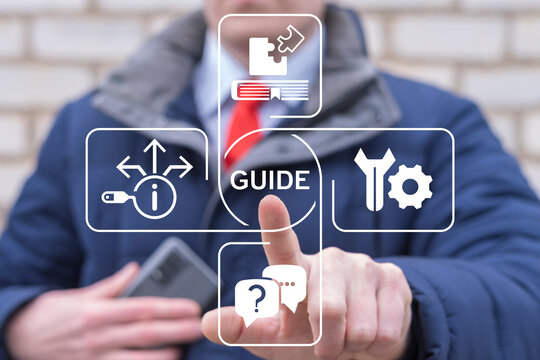Concept of guide. FAQ User Manual Guide Document.  Technical information online learning.