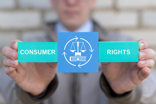 Concept of consumer rights protection. Consumers right protecting, law and justice.