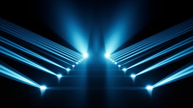 Futuristic dark podium with light and reflection background, 3d rendering