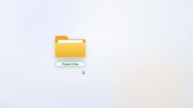 Renaming folder to new name by typing in editable text field on minimal light desktop interface