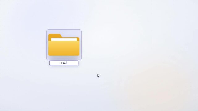 Renaming folder through right click context menu to new name on minimal light desktop interface