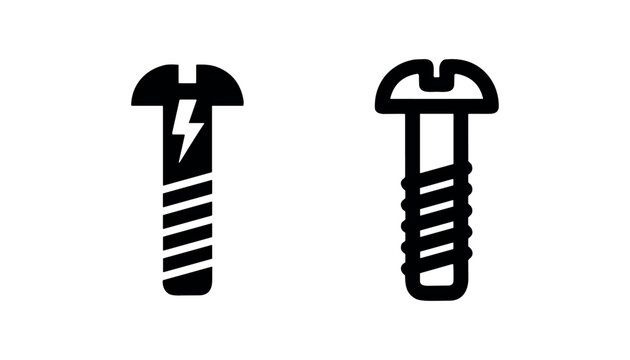Electric Screw Icon with Lightning Bolt, Power Fastener Vector Symbol