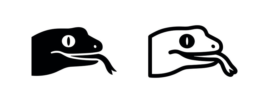 Snake Head with Forked Tongue Animal Icon Set