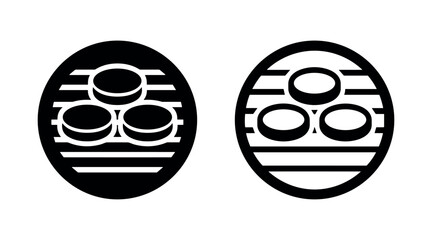 Sushi rolls on a serving plate icon, representing Japanese food, cuisine, and dining © liubomir118809