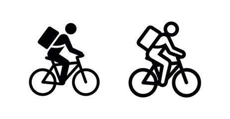Fototapeta premium Bicycle delivery rider with package icon, eco-friendly urban transport service symbol.