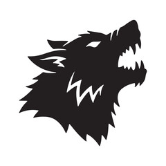 Obraz premium Aggressive wolf head silhouette icon vector illustration with silhouette predator illustration