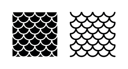 Mermaid or Fish Scale Pattern Icon Set - Aquatic Texture Design © liubomir118809