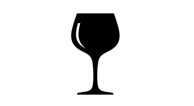 Minimal black silhouette icon, simple flat vector, bold black shape, no gradients, no shading black silhouette of a wine glass on a, flat icon style