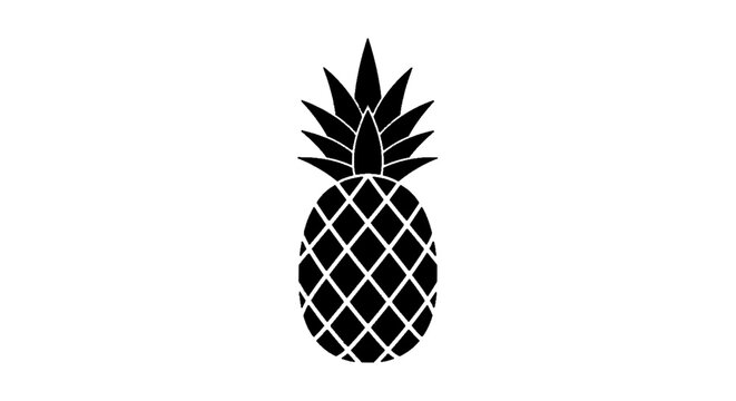 Minimal black silhouette icon, simple flat vector, bold black shape, no gradients, no shading black silhouette of a pineapple icon on a, flat icon style