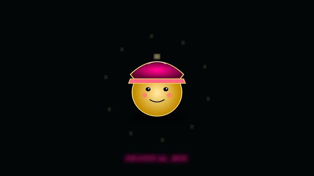A round golden cartoon character wearing a magenta hat participates in an autumn festival while conveying a message about wildfire prevention through simple facial animation expressions