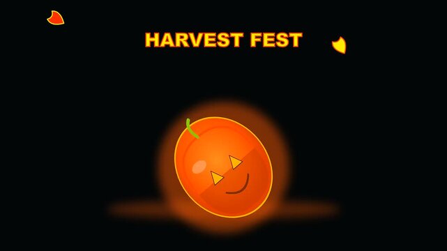 Animated orange pumpkin lantern floating during a festive autumn festival celebration while promoting wildfire prevention awareness through gentle glowing movements in this digital graphic art display