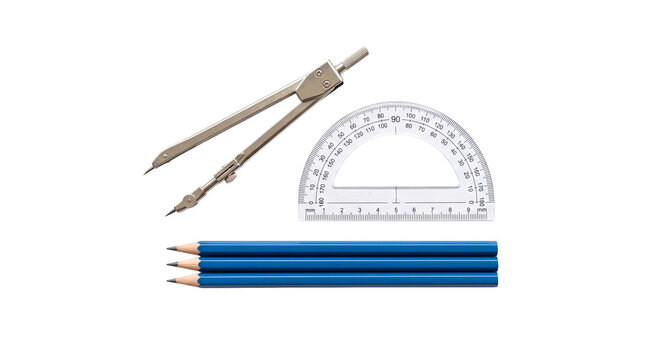 Stationery tools on white background