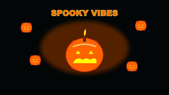 Animated jack o lantern pumpkins display autumn festival lighting effects while suggesting wildfire prevention vigilance during a dark seasonal celebration with glowing orange spooky vibes