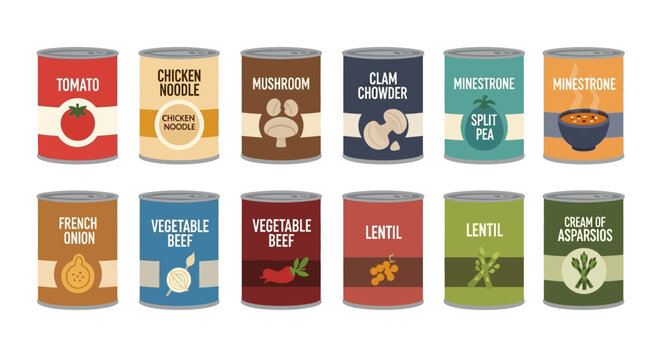 Assortment of Canned Soups Variety Collection