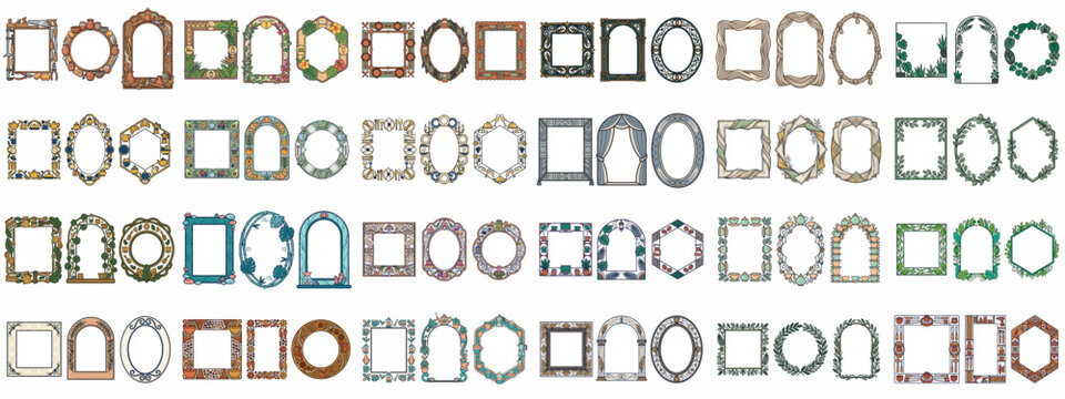 A comprehensive collection of diverse decorative frames for artistic projects