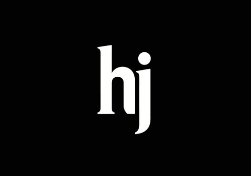 Minimalist white lowercase hj monogram logo on black background