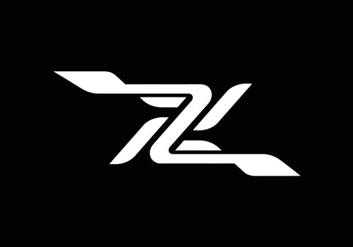 Modern abstract white letter Z monogram on black background