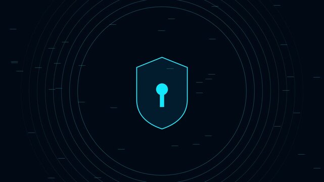 Cyber security shield with digital data protection pulse animation for network privacy and information safety concepts 4k
