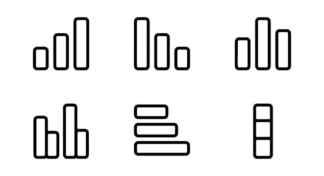 Bar Chart Icons, Data Visualization Graphics, Business Analytics Symbols, Simple Vector Elements