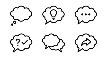 Obraz premium Speech Bubbles Icons, Thought Clouds, Communication Symbols, Idea Icons