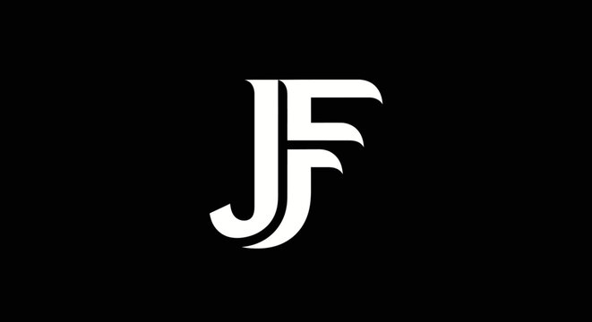 Modern jf lettermark logo design in white against black background