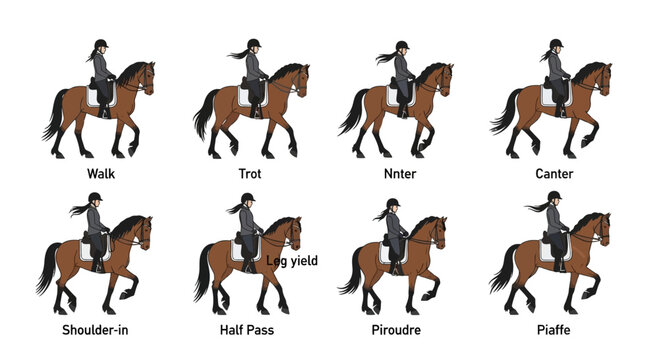 Equestrian Dressage Movements and Horse Gaits Educational Chart