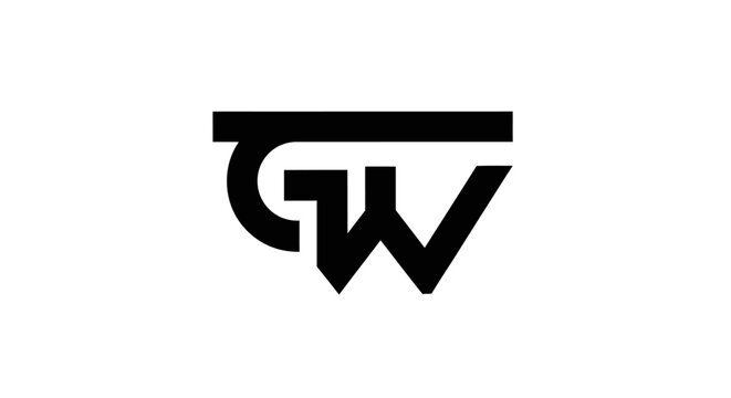 Minimalist GW monogram logo design in black and white