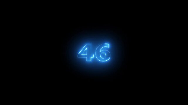 he neon 46 text icon animation features glowing, pulsating letters that transition smoothly with vibrant colors, creating an energetic, dynamic 46 visual effect for loop animation