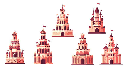 Set of Cartoon Sandcastles for Summer Beach Activities © Safari