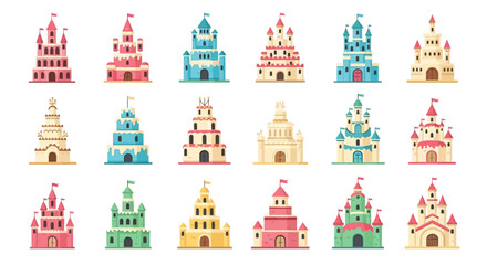 Set of Colorful Castle Icons for Fantasy Games and Design © Safari